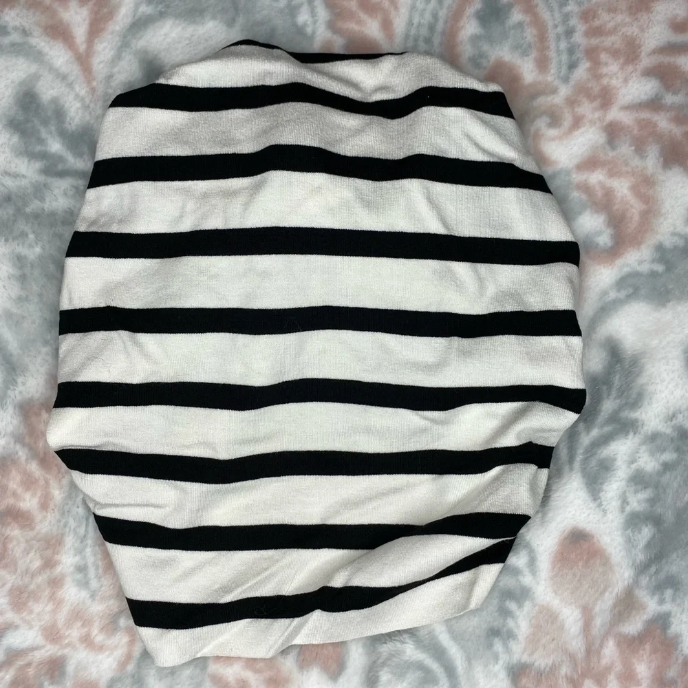 Striped Black and White Kids Turban Hat